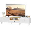 TV Stand, TV Cabinet for TV Up To 90 Inches with 2 Drop-down Doors, Drawer, 200 X 35 X 45 Cm, White