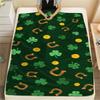 St.Patrick's Day Green Clover Print Flannel Blanket,High Quality Comfortable for All Seasons,Home Decor,Warmth and Comfort,Perfect for Christmas Gifts