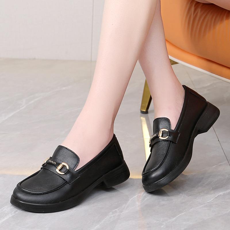 Women's shoes women's new flat heel platform work shoes soft sole small leather shoes women's shoes single shoes