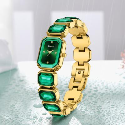 VA VA VOOM Diamond Women's Watch Small Green Square Dial Quartz Watch Femininity Personality Watch Women