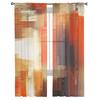 Brown Abstract Hand-Painted Sheer Curtains For Living Room Bedroom Kids Room Tulle Window Drapes