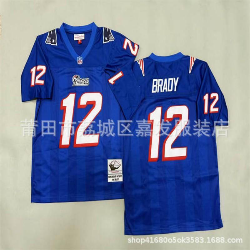 Retro American Football Jersey Mens Cotton T-Shirt Vintage Team Patriot 12 24 28 Short Sleeve Fall