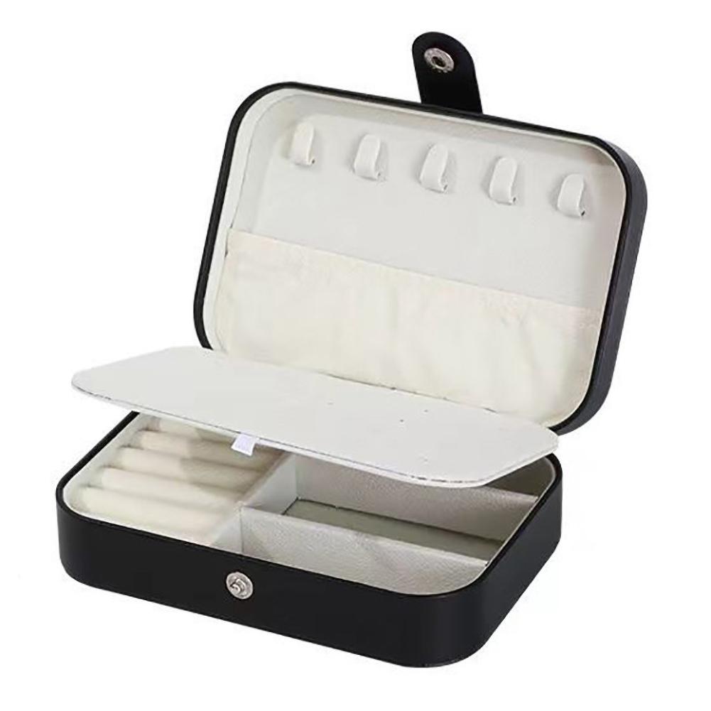 Portable Mini PU Leather Jewelry Box Velvet Lined Multi-Compartment Travel Jewelry Case Organizer for Rings Earrings Necklace Storage