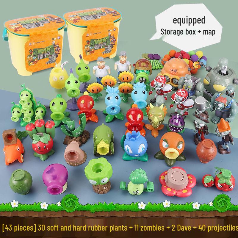 Complete Plants vs. Zombies Toy Storage Bucket Launching Stool for Kids