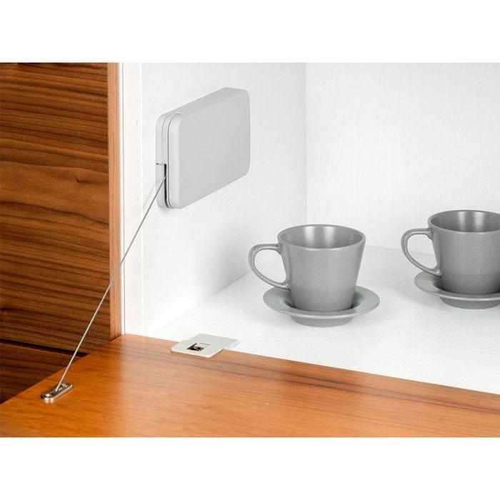 Emuca Aufklappbeschlag Miniwinch mit Abdeckung, 10kg, Stahl und Kunststoff, Grau