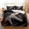 SingleTwinFullQueenKing Size 3D - Printed Gaming AK - 47 and PUBG Bullet - Themed Bedding Set for Adult and Kid Bedrooms963