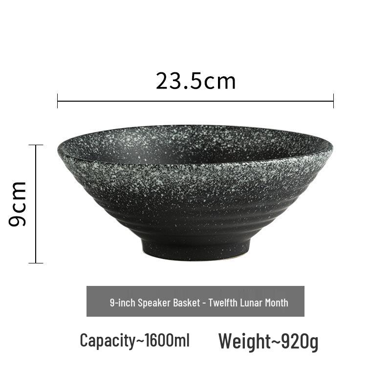Japanese-Style Ceramic Ramen Bowl - Large Retro Conical Hat Design for Soup, Salad, and Noodles