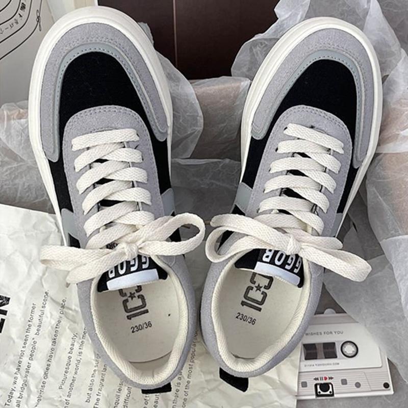 Frühling und Herbst Modische Bequeme Atmungsaktive Dicksohlige Erhöhte Schnür-Casual-Sportschuhe Vulkanisierte Schuhe für Damen