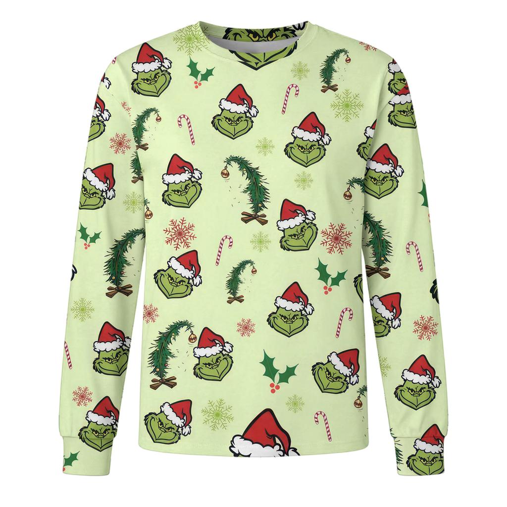 Men's Christmas Printed Imitation Cotton Long-sleeved Shirt