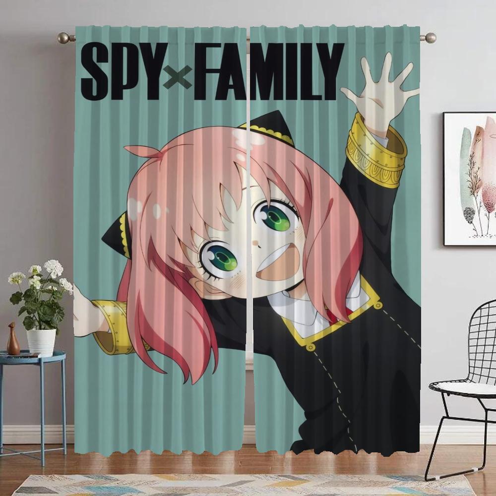 Cieniowanie Spy X Family Zasłona Okienna do Pokoju 2 Panele Zasłony Zaciemniające Tiul do Sypialni Dekoracja Halloween Przegroda Salon