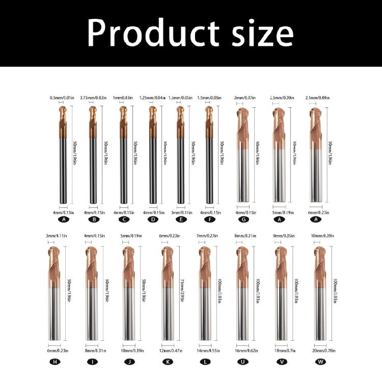 Heavy Duty Professional Ball End Mill 55HRC Hardness For Machines And Engravers Processing Steel Component In Workshops