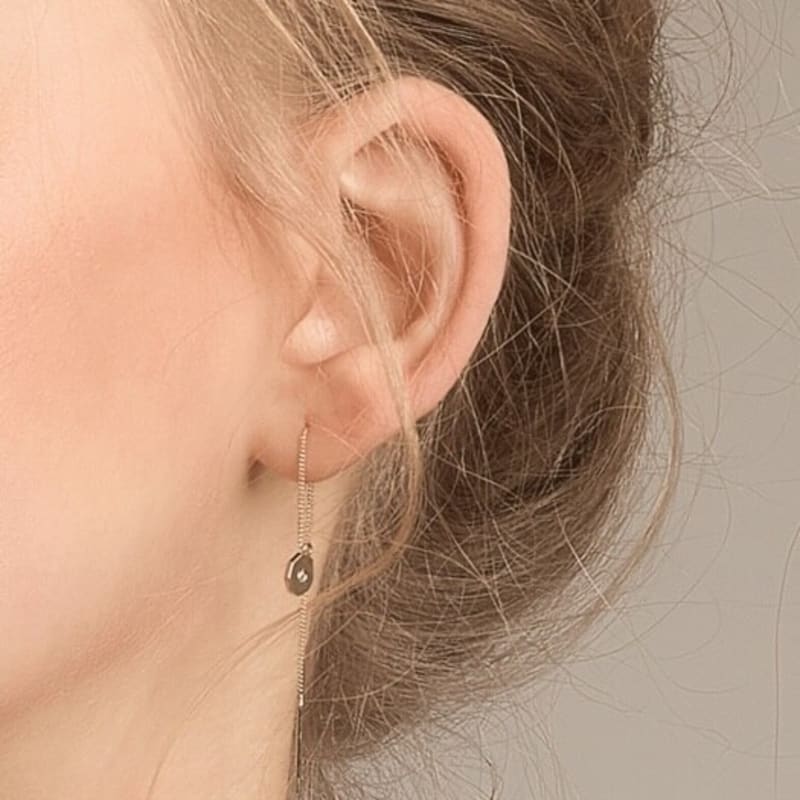 Felt&Son Langer Diamant-Ohrring (14 Karat Gold)