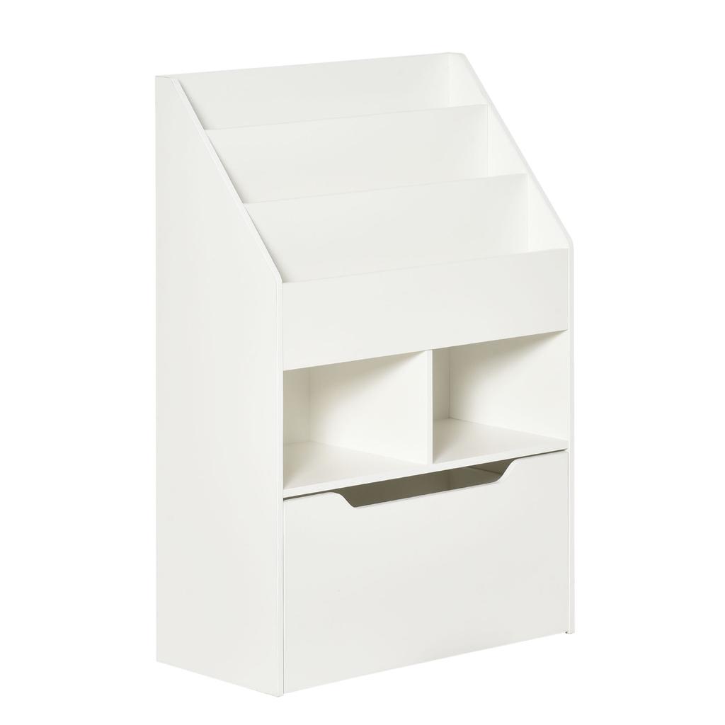 Children's Shelf with Drawer, Bookshelf with Compartments, 60 x 29.9 x 90 cm, White