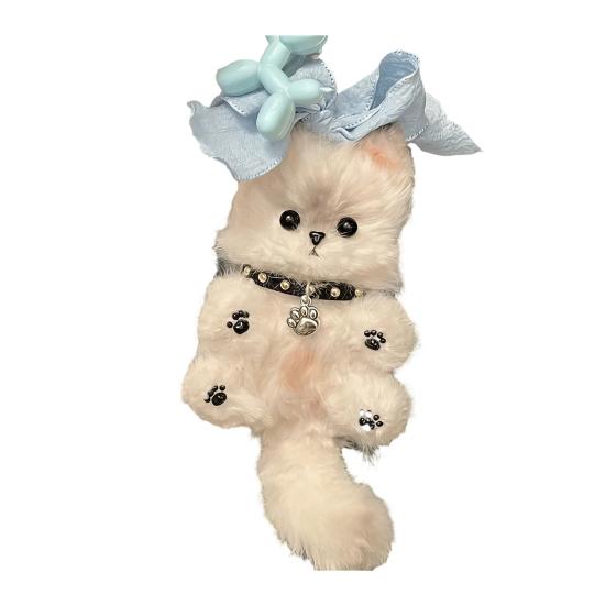 DIY Kitten Keychain Kit Fluffy Cat Plush Toy Craft with Step-by-Step Tutorial Soft Materials Pack for Handmade Bag Charm Cute Gift for Kids Adults