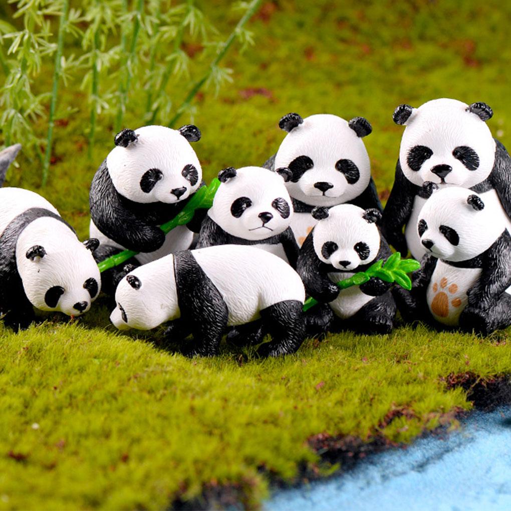 4Pcs Panda Decoration Figurine Cutely Ornaments Animal Accessory Landscape Simulation Miniatures Micro Garden Gift