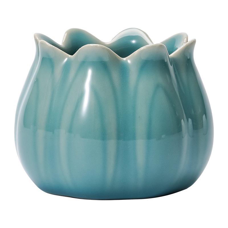 Nine-Hole Metal and Ceramic Petal Incense Holder - Vertical Stand for Indoor Use
