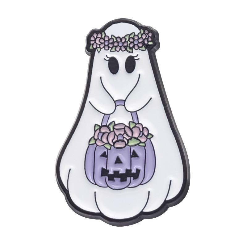 

Adventurous Ghost White Chest Pin Distinctive Halloween Pumpkin Series Enamel Badge All For XZ8978