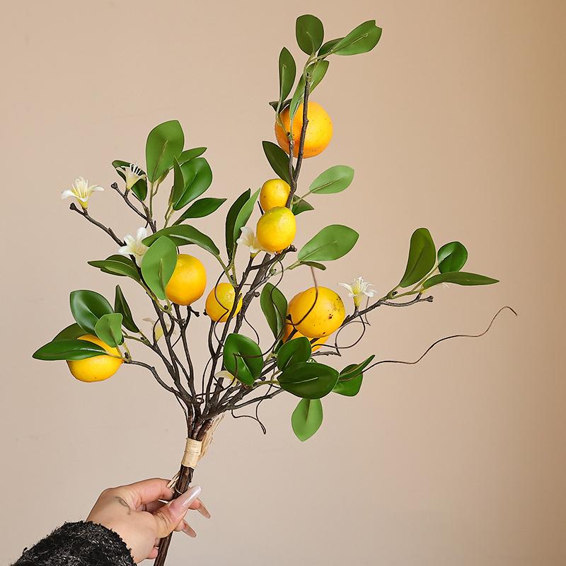 Lifelike Artificial Lemon Branches Fake Lemon Twigs for Home Wedding Party Floral Arrangements Realistic Faux Flowers