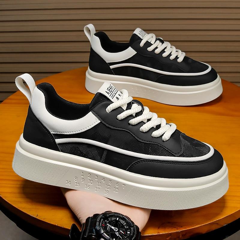 Men's Shoes 2026 Spring Summer Breathable Casual Shoes Men's Lace Up Wear-resistant White Platform Sneakers Vulcanize Shoes