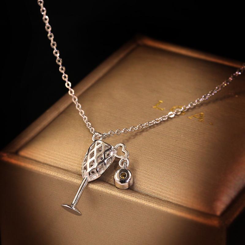 Crystal Necklace for Womens Clavicle Chain Using Zircon Crystal Elements