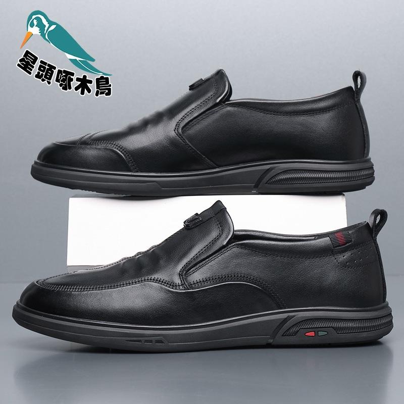 

Новые мужские повседневные кожаные туфли из коровьей кожи первого слоя, универсальные туфли-лоферы для вождения одной педалью 44