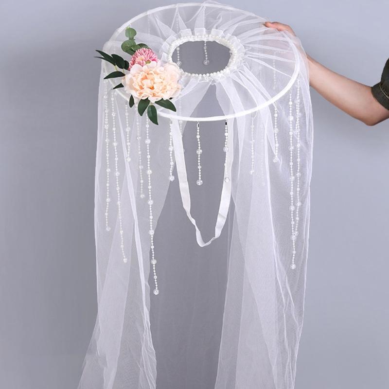 White Chinese Ancient Veils Hat Tradition Hat Douli Hat Role Playing Knight Hat for Authentic Historical