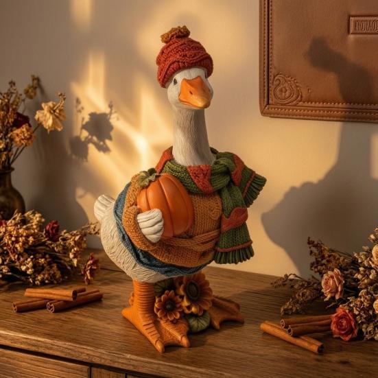 Autumn Pumpkin Duck Ornament Exquisite Resin Craft