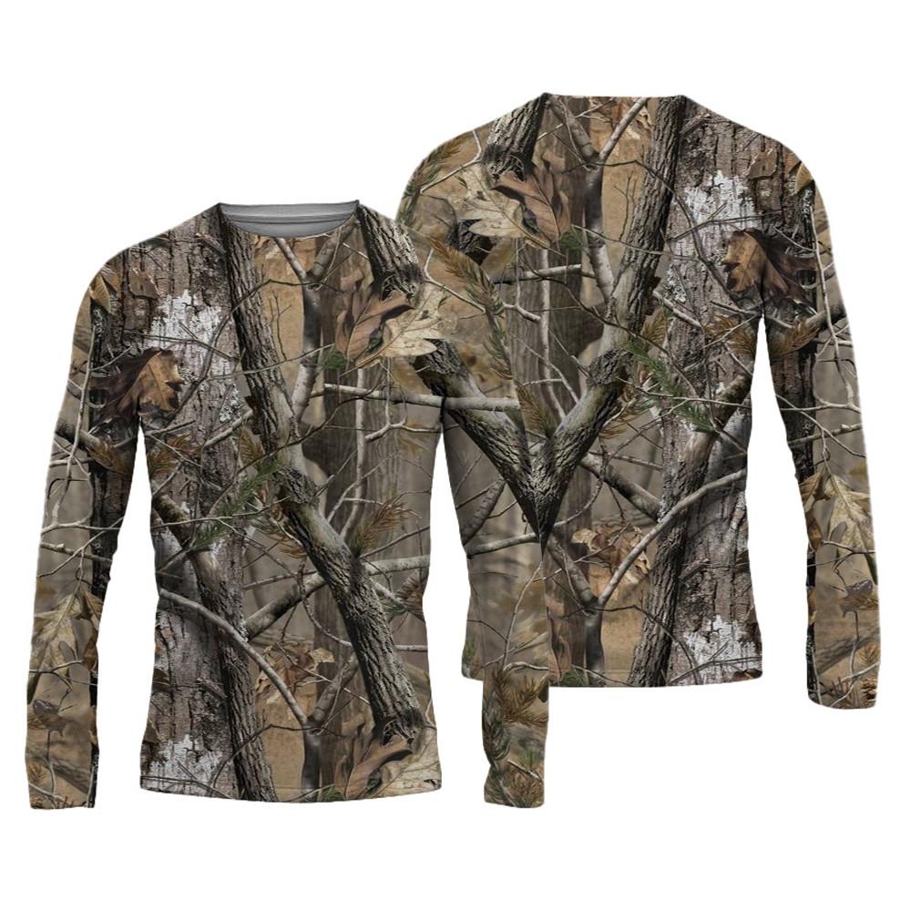 Spring and Autumn Round Neck 3D Camouflage Printed Top Fashionable Casual Vintage Long Sleeved Men's T-shirts