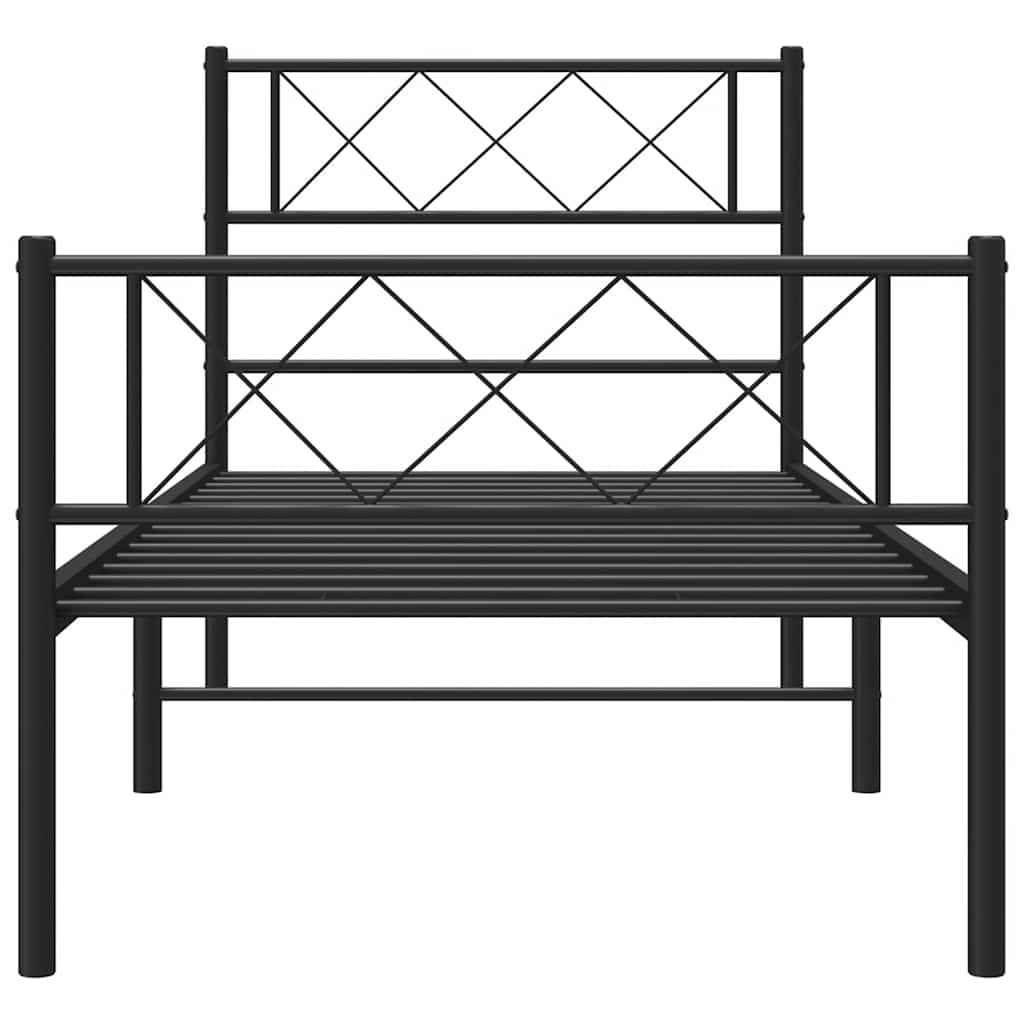 Vidaxl Struttura Letto in Metallo con Testiera e Pediera, Nera, 100X200cm