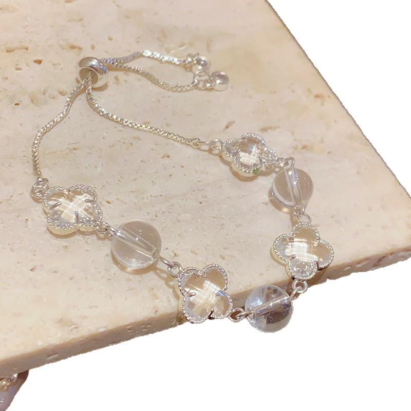 Elegantes weißes Kristallglas-Perlenarmband für Damen: Einfacher, Frischer, Vielseitiger, Hochwertiger Schmuck