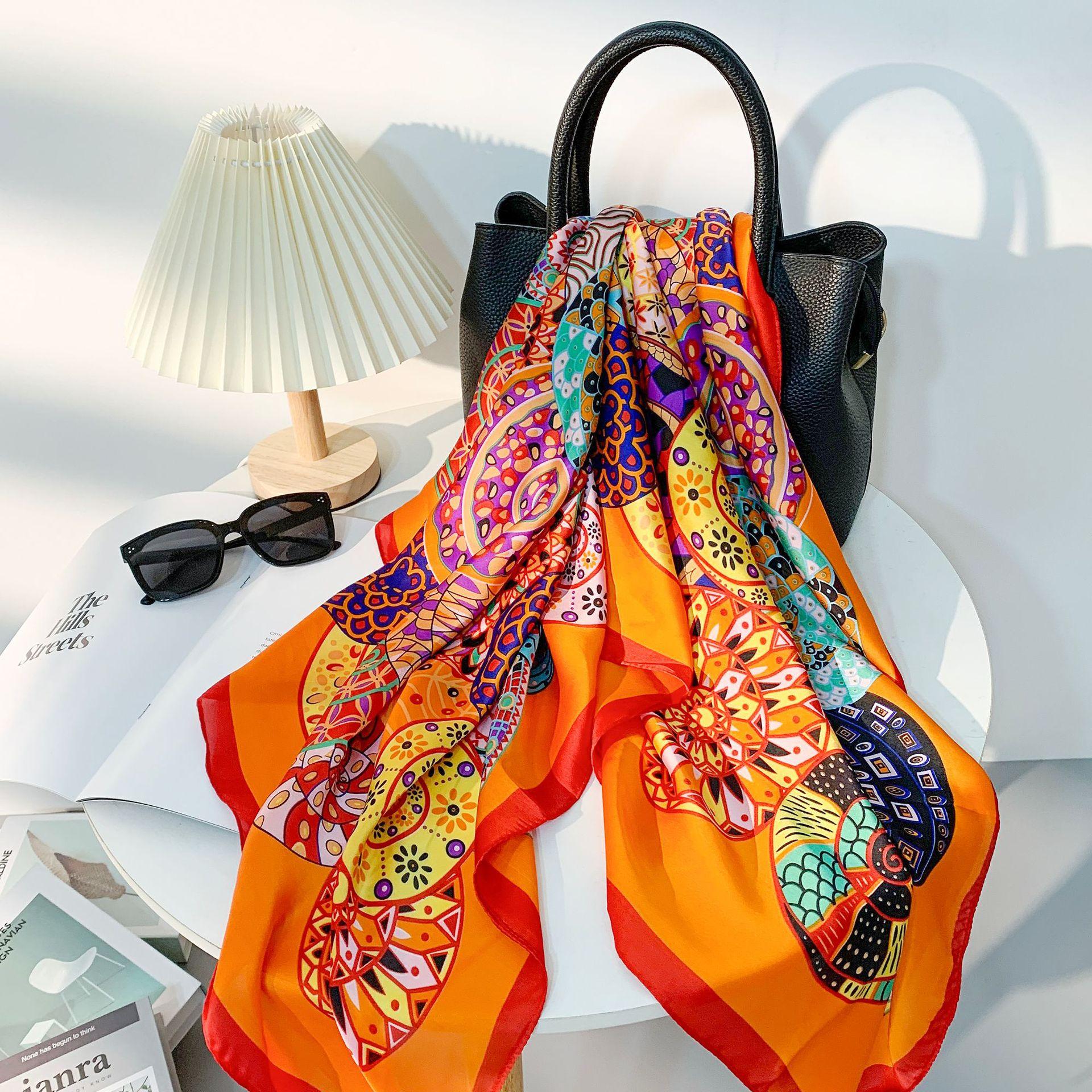 

Модний шовковий шарф з геометричними літерами з принтом Lijin Satin Long Scarf Travel Holiday Shal Conditioner 90-180cm