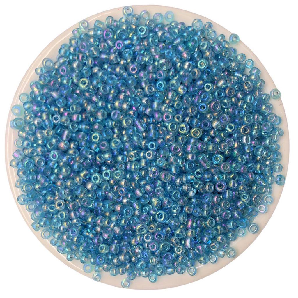 Solid Color 2/3/4mm Glass Seed Beads, Silver Lined, Dyed AB Cream, Round for Handmade Beading & Bracelets.