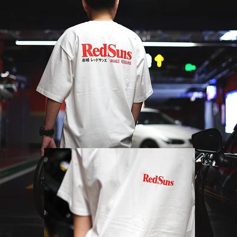 Unisexs Youth Japan JDM Improved Initial D Akagi REDSUNS Short sleeved Tshirt 2026 Unisexs Printed Tshirt Summer Comfortable