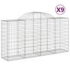 VidaXL Paniers à gabions arqués 9 pcs 200x50x100/120 cm fer galvanisé, gabion, cage de gabion, panier de mur de gabion, mur 3146327