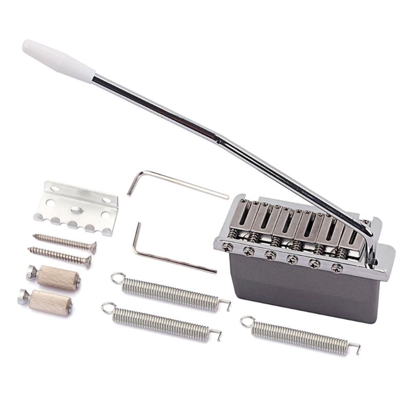 Electric Guitar Bridge Tremolo System Set with Whammy Bar for 6 String  Guitar Tailpiece Replacement Chrome
