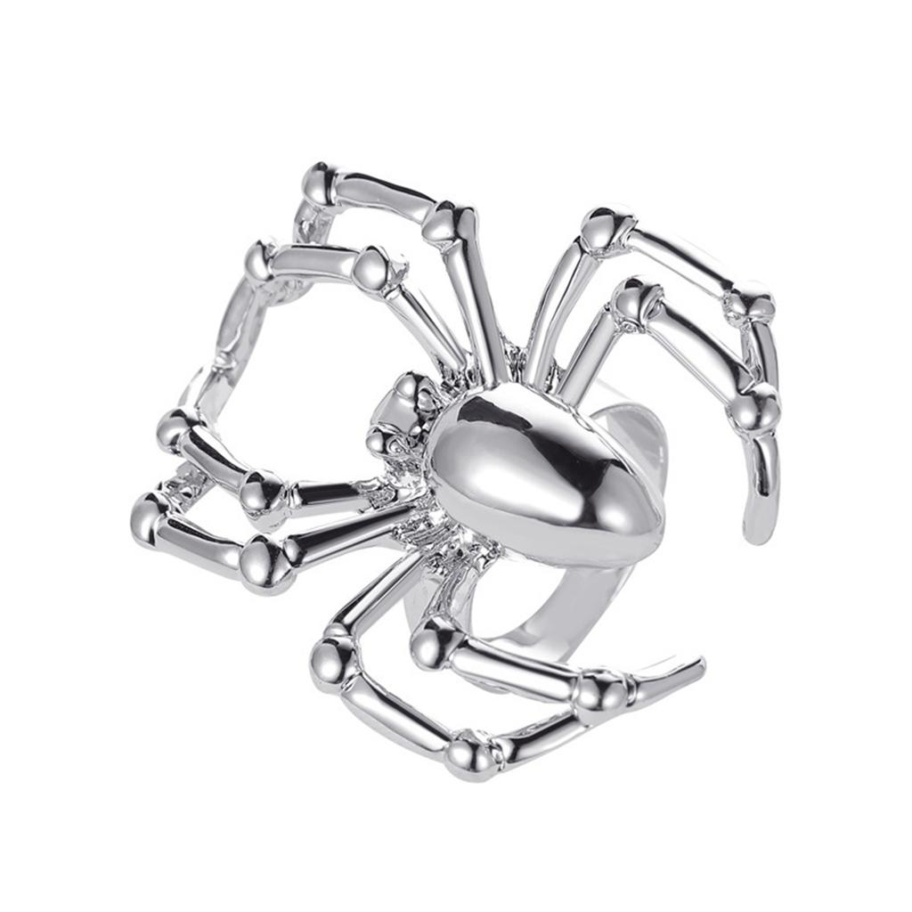 Gothic Spider Rings For Women Men Charm Punk Aesthetic Couple Halloween Jewelry Retro Cool Black Spider Webs Animal Finger Ring