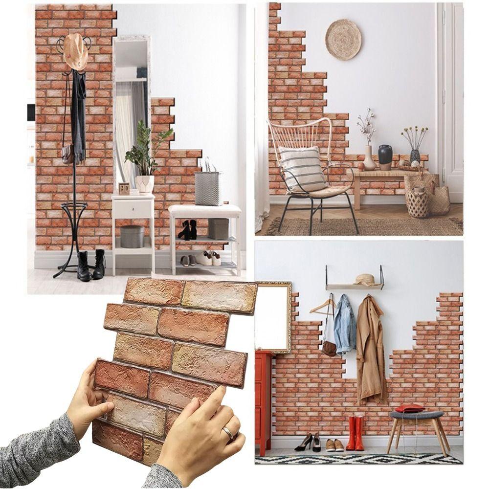 Waterproof 3D Imitation Brick Wall Stickers Lightweight PVC DIY Removeable Wallpaper Accent Walls