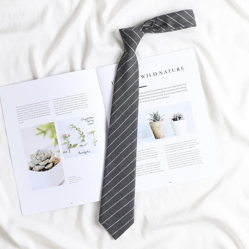 Black Tie Japanese Academy Style No-Iron Shirt with Decorative Bow Tie - Women DK Hand-Knit Grey Stripe for Men