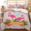 Flamingo Duvet Cover Couple Flamingo Palm Leaf Twin Bedding Set Tropical Botanical Leaves Summer King Size Polyester Quilt Cover