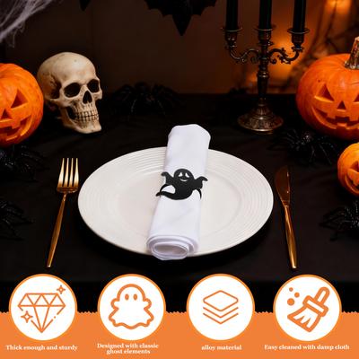 4 Peças Anéis de Guardanapo Premium em Liga de Zinco Design de Fantasma Lembrancinhas de Mesa para Festa de Halloween Decoração Exquisita Anéis de Guardanapo Decoração de Halloween