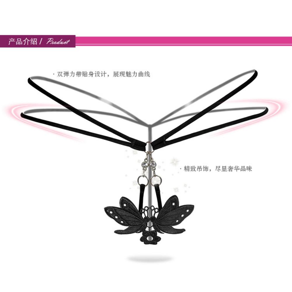 Hot Perspective Young Woman Women's Thong Sexy Embroidery Low Waist Metal Buckle Seduction Panties Sexy T-pants 2171