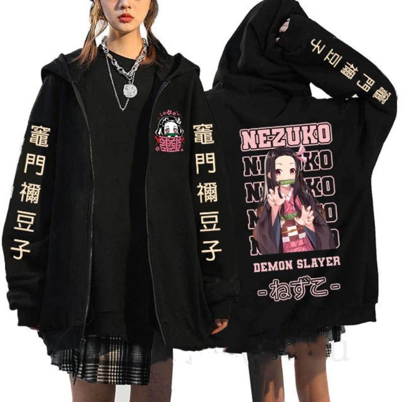 

Японское Аниме Клинок, рассекающий демонов Куртки на молнии Толстовка Нэдзуко Камадо Манга Y2k Толстовки на молнии Kimetsu No Yaiba Мультяшная уличная одежда XL