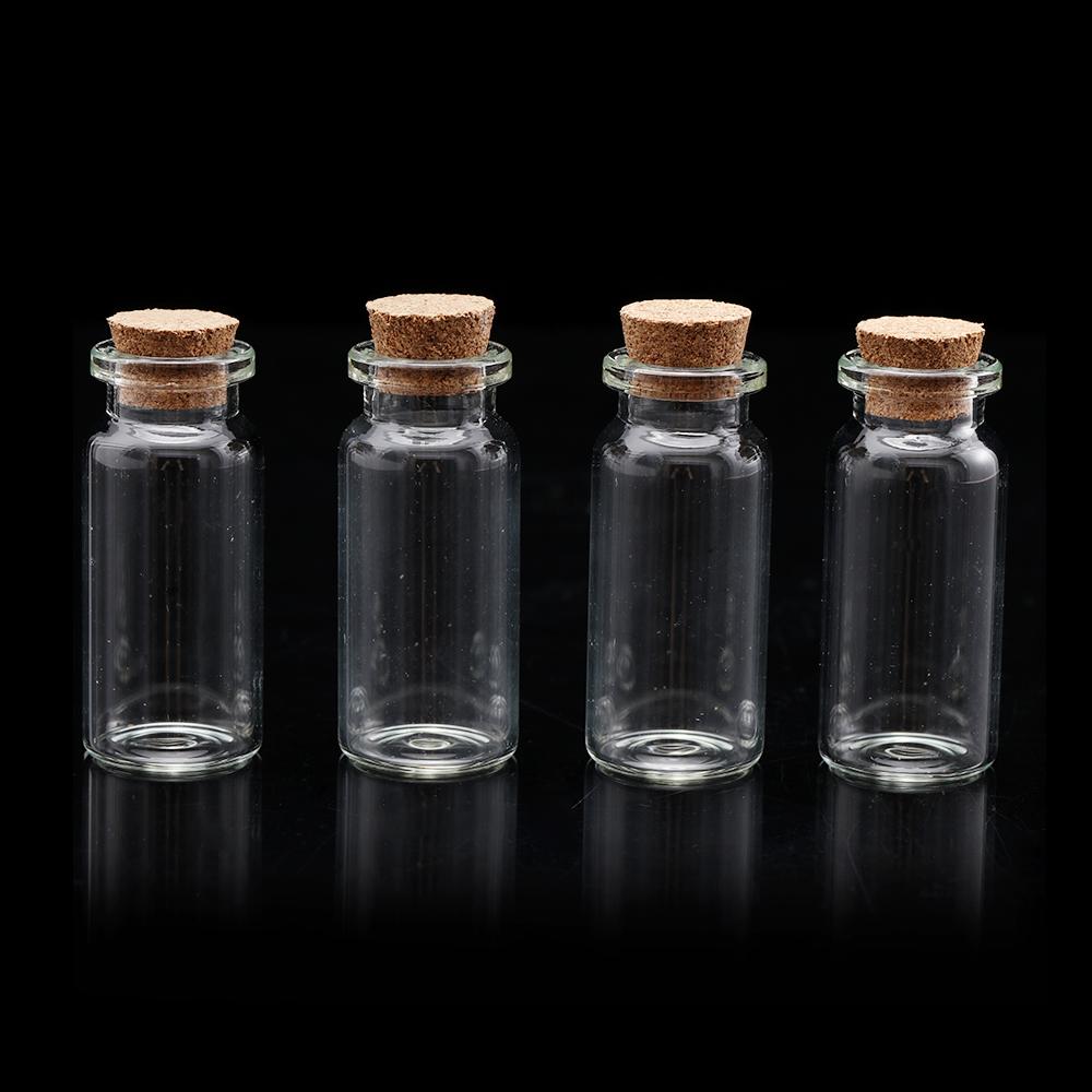 10x Lovely Mini Containers Blank With Cork Stopper Tiny Small Transparent Message Bottles