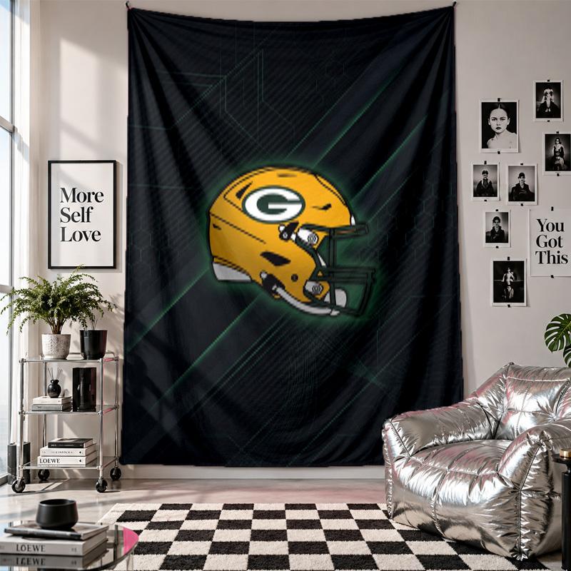 Green Bay Packers Wall Tapestry Home Decor Wall Hanging Cloth for Bedroom Living Room Background