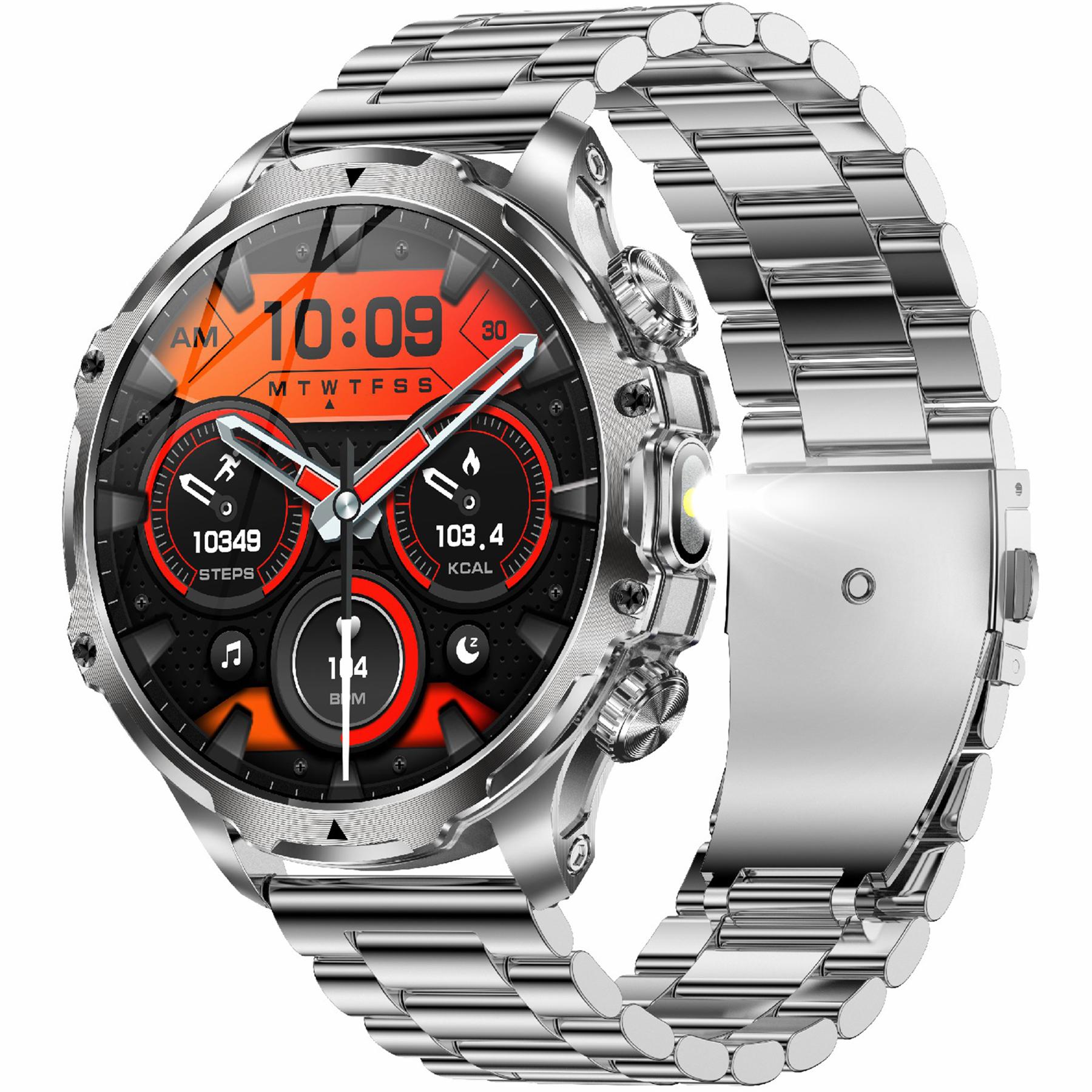 

AK75 Сталевий ремінець Смарт-годинник Дзвінок через Bluetooth Водонепроникний Моніторинг здоров я Спортивний годинник Silver