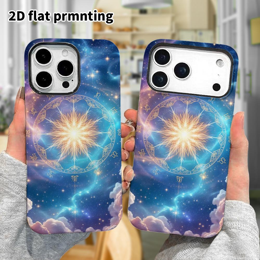 Phone Case: 2D flat design suitable for iPhone 18, 17, 16, 15, 14, 13 Pro film protective case, couple style, magic starry sky, Christmas and Hallowee