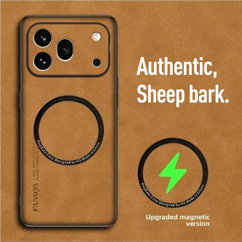 Cases for Honor 600 600Pro Sheepskin Leather Shockproof Case for Huawei Honor 600 Pro Magnetic Wireless Charging Phone Cover