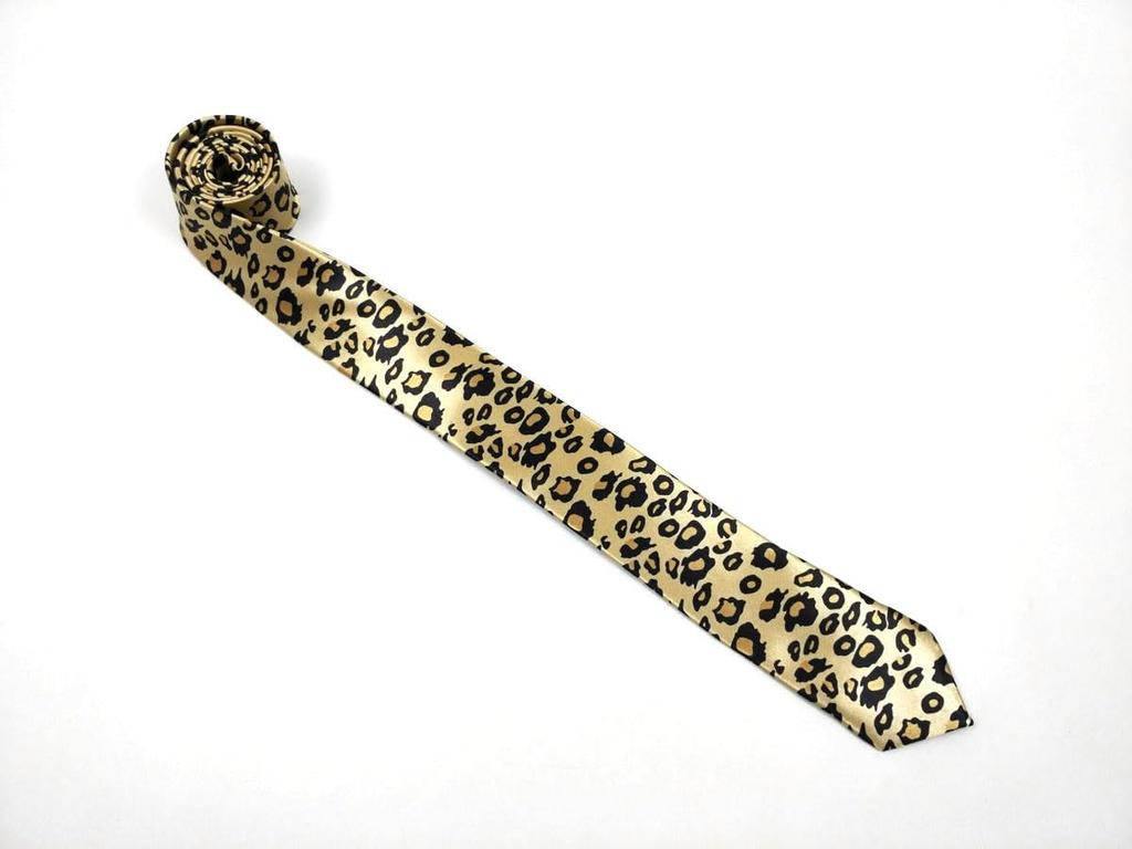 [F NODE] Leopard Print Narrow Tie, Slim Tie, 5.5cm Wide, Polyester, Stylish Slim Tie