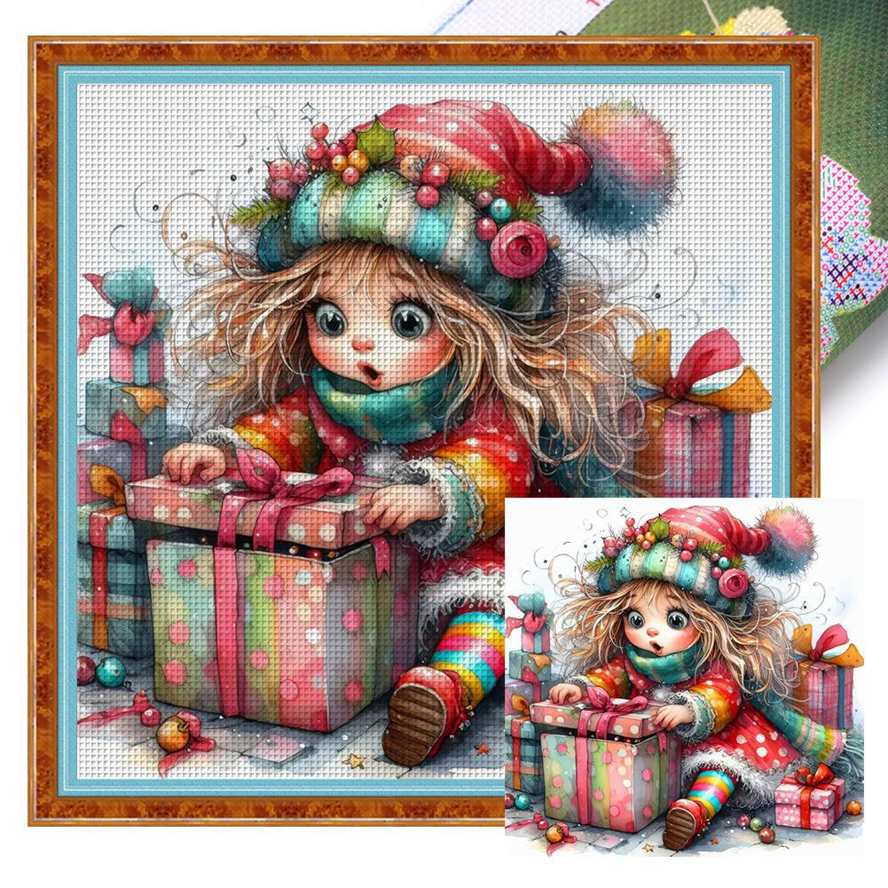 Plná vyšívací nit z ekologické bavlny 11CT Sada dívčích křížkových stehů s potiskem Art