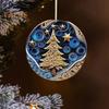 2Pcs Christmas Ornaments Acrylic Flat Xmas Tree Snowman Clock Pendant for Indoor Outdoor Christmas Tree Home Party Decoration